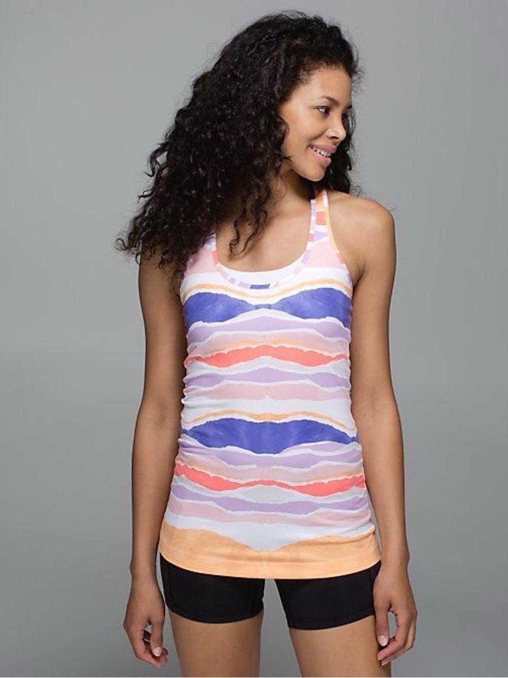 Lululemon Cool Racerback Beacher Stripe White Iris Flower
